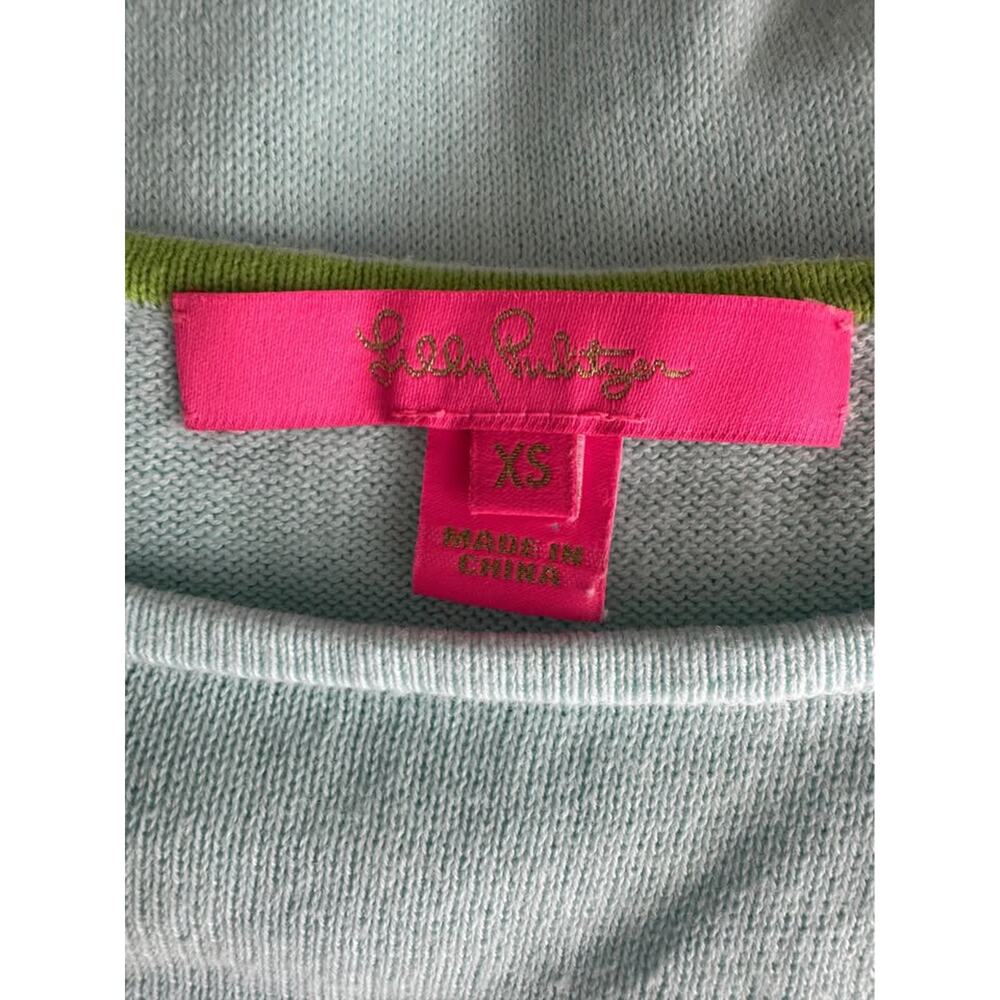 Lilly Pulitzer XS Caralynn Long Sleeve Sweater whisper blue sequin pineapple - Picture 8 of 8